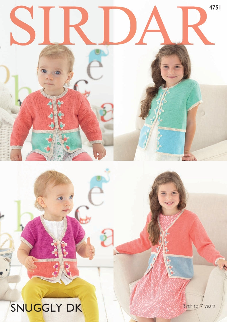 Sirdar Cardigans Knitting Pattern in Sirdar Snuggly DK 4751P PDF DOWNLOAD