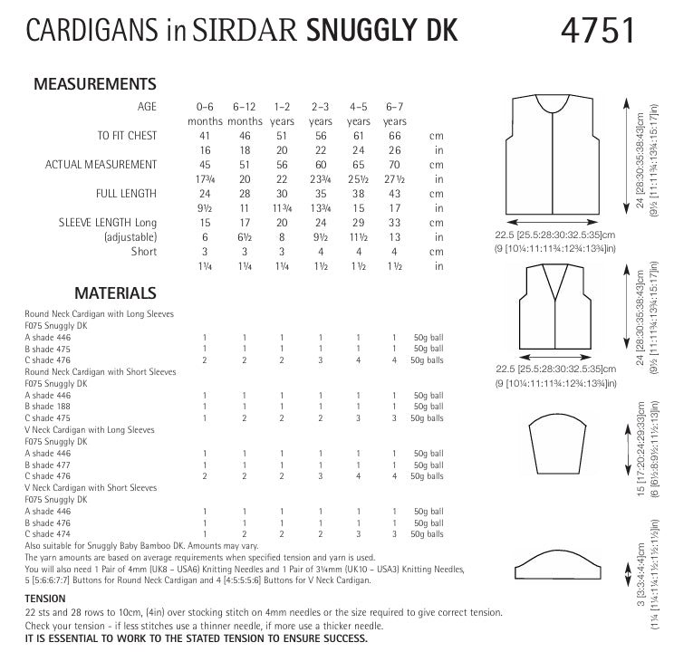 Sirdar Cardigans Knitting Pattern in Sirdar Snuggly DK 4751P PDF DOWNLOAD