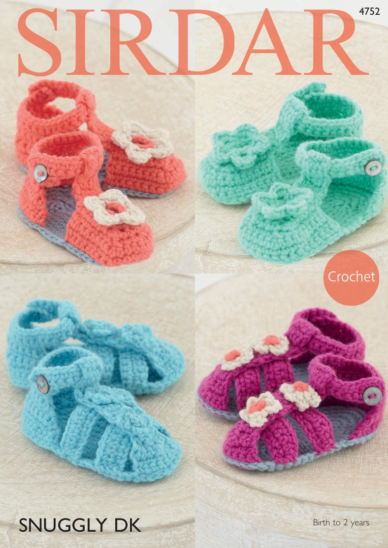 Sirdar Sandals Crochet Pattern in Sirdar Snuggly DK 4752P PDF DOWNLOAD