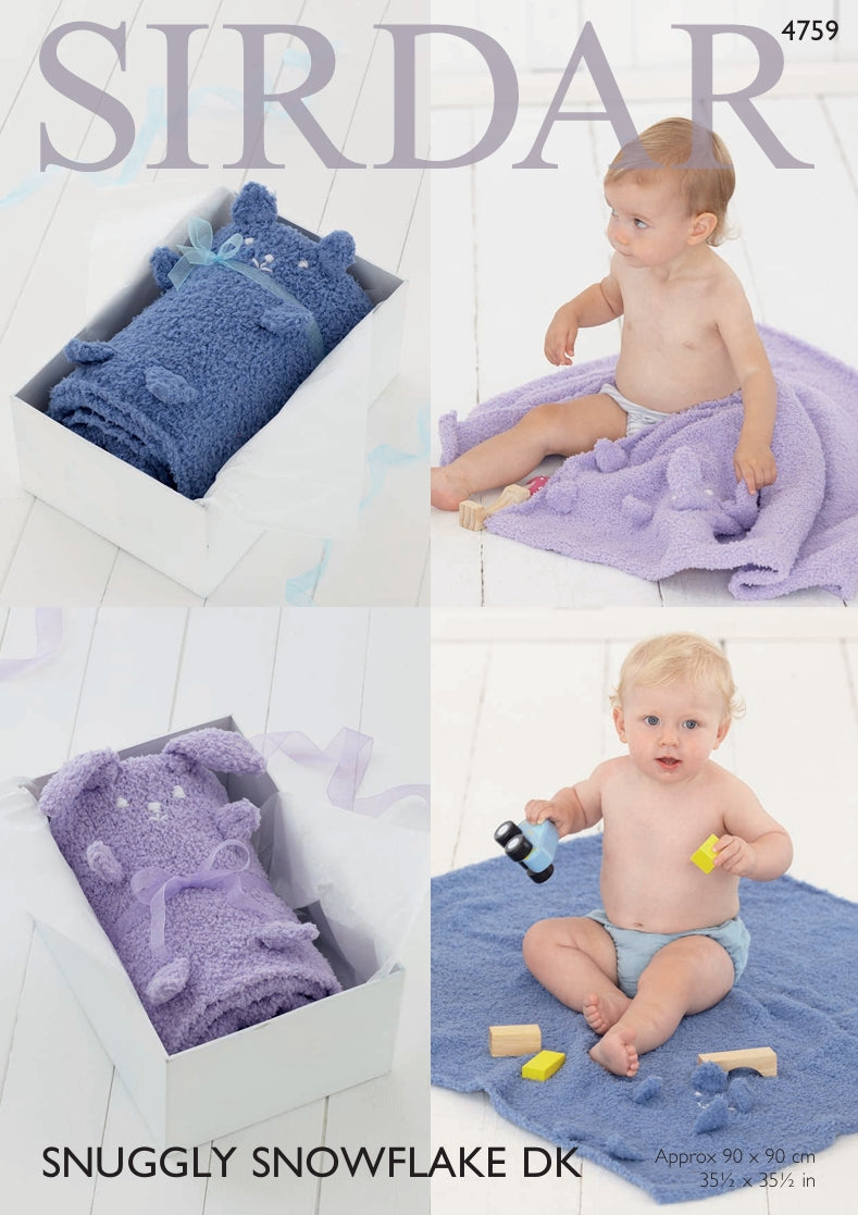 Sirdar Blankets Knitting Pattern in Sirdar Snuggly Snowflake DK 4759P PDF DOWNLOAD