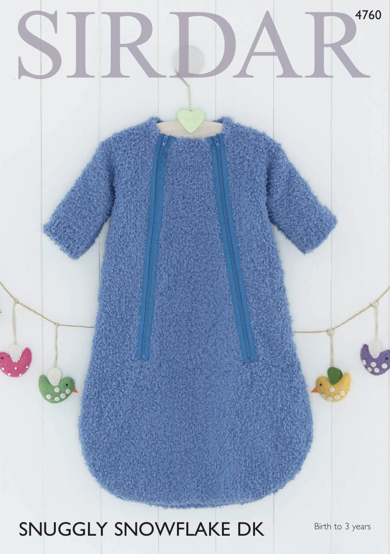 Sirdar Baby Boys Sleeping Bag Knitting Pattern in Sirdar Snuggly Snowflake DK 4760P PDF DOWNLOAD