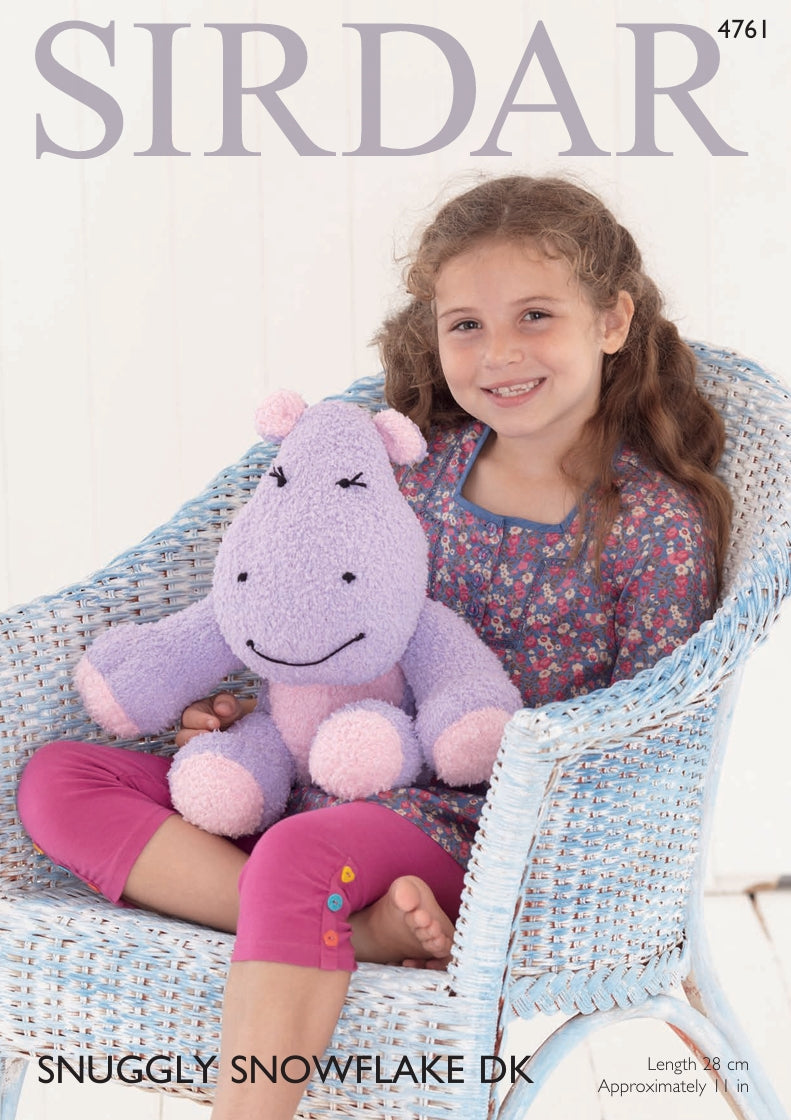 Sirdar Hippopotamus Toy Knitting Pattern in Sirdar Snuggly Snowflake DK 4761P PDF DOWNLOAD