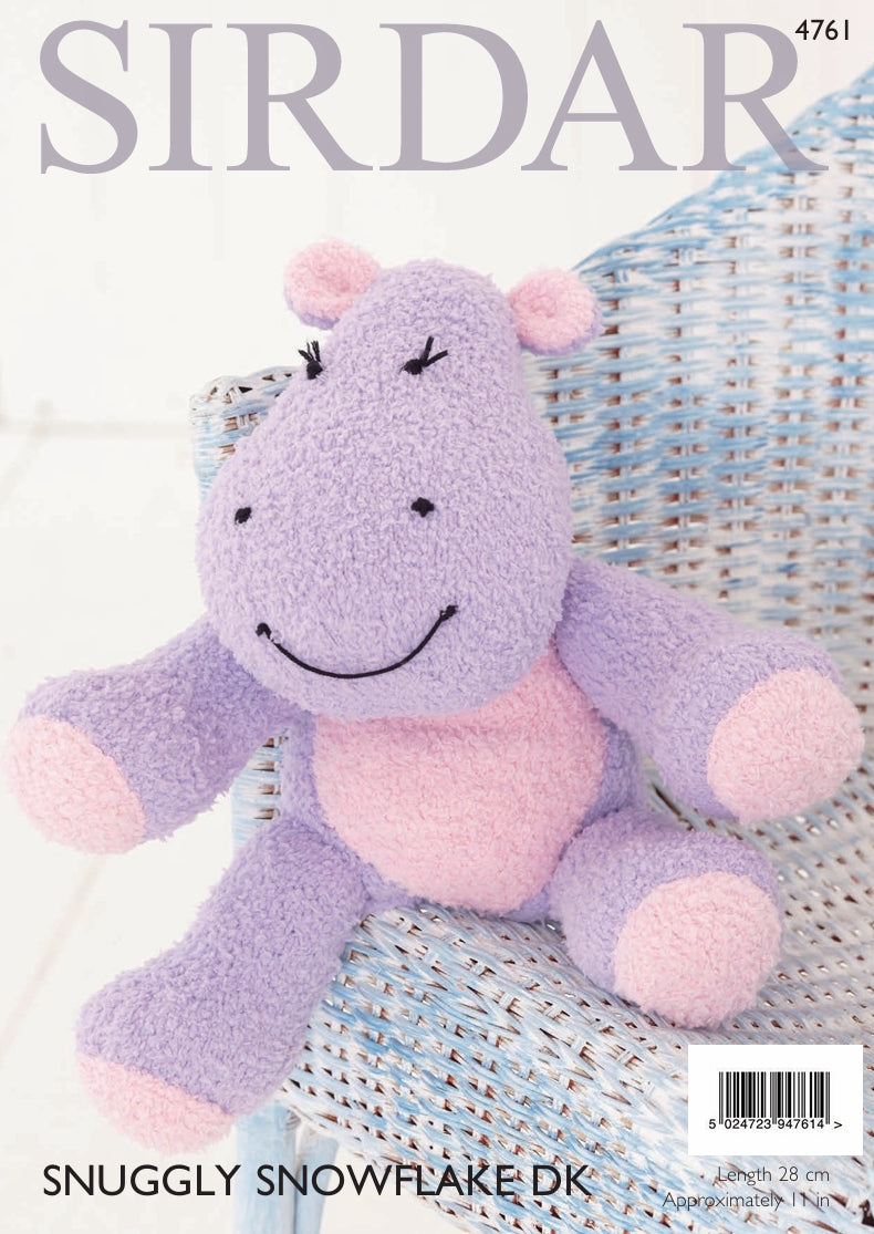 Sirdar Hippopotamus Toy Knitting Pattern in Sirdar Snuggly Snowflake DK 4761P PDF DOWNLOAD