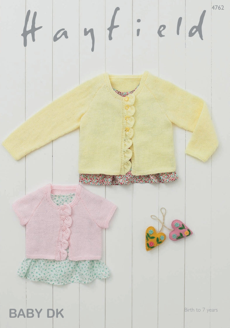 Hayfield Cardigans Knitting Pattern in Hayfield Baby DK 4762P PDF DOWNLOAD