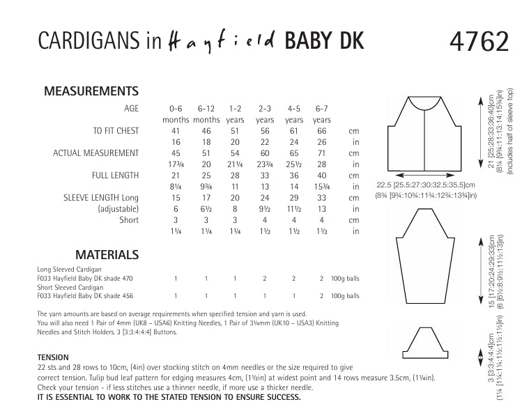 Hayfield Cardigans Knitting Pattern in Hayfield Baby DK 4762P PDF DOWNLOAD