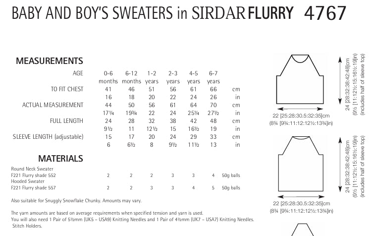 Sirdar Baby and Boys Sweaters Knitting Pattern in Sirdar Flurry 4767P PDF DOWNLOAD