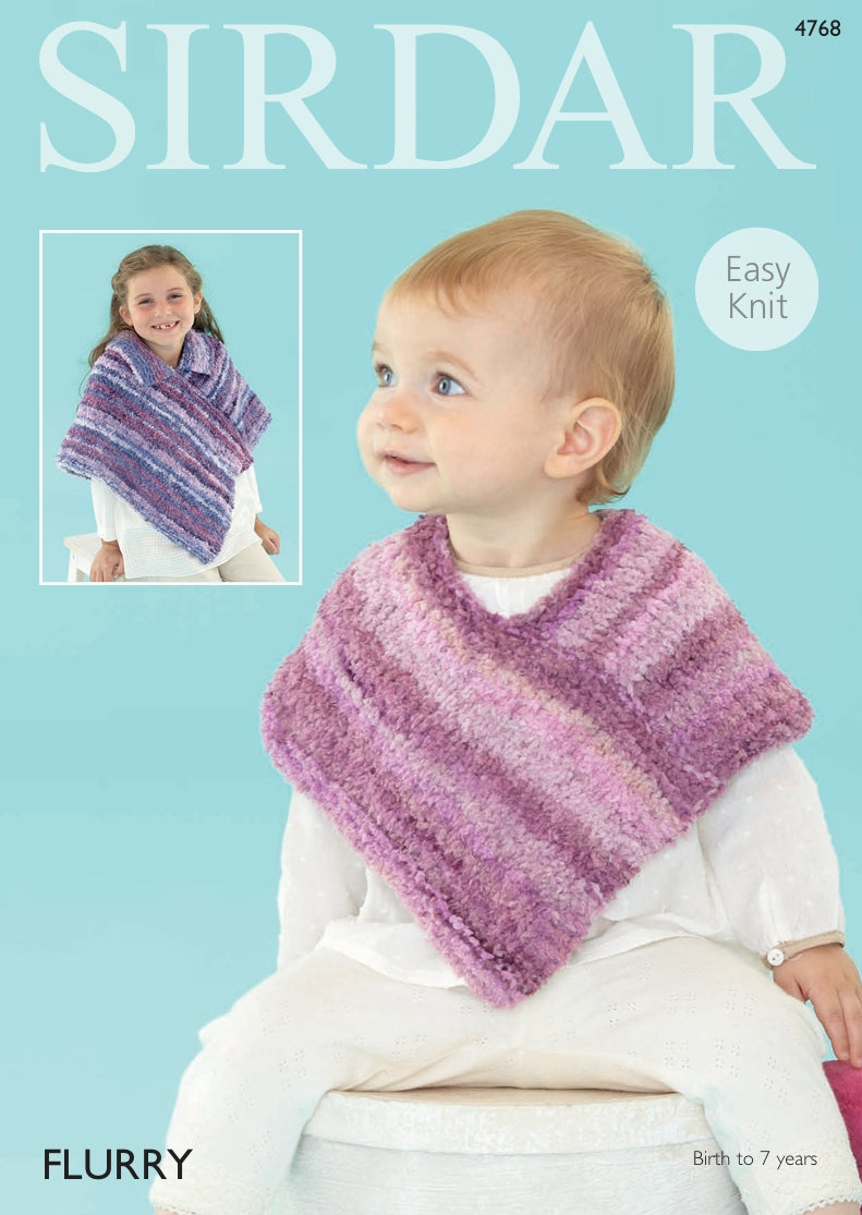 Sirdar Ponchos Knitting Pattern in Sirdar Flurry 4768P PDF DOWNLOAD