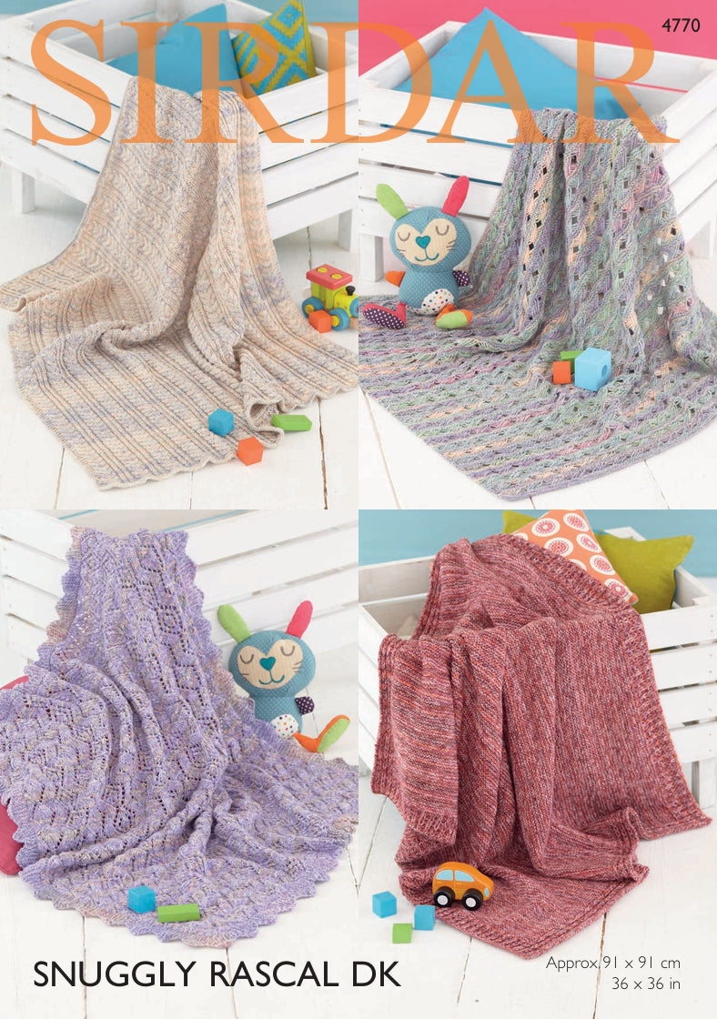 Sirdar Blankets Knitting Pattern in Sirdar Snuggly Rascal DK 4770P PDF DOWNLOAD