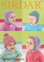 Sirdar Baby Hats Knitting Pattern in Sirdar Snuggly Rascal DK 4771P PDF DOWNLOAD