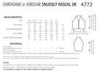 Sirdar Cardigans Knitting Pattern in Sirdar Snuggly Rascal DK 4772P PDF DOWNLOAD