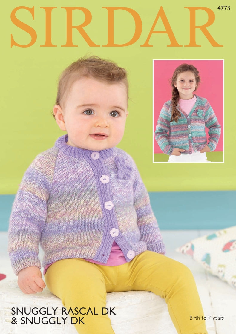 Sirdar Cardigans Knitting Pattern in Sirdar Snuggly Baby Rascal DK and Snuggly DK 4773P PDF DOWNLOAD