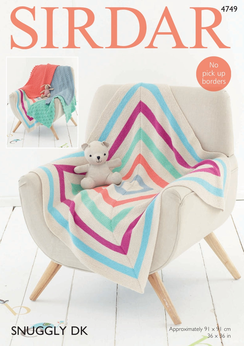 Sirdar Blankets Knitting Pattern in Sirdar Snuggly DK 4749P PDF DOWNLOAD