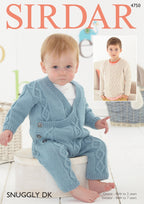 Sirdar Baby Boys Onesie and Boys V Neck Sweater Knitting Pattern in Sirdar Snuggly DK 4750P PDF DOWNLOAD