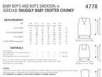 Sirdar Baby Boy and Boys Sweaters Knitting Pattern in Sirdar Snuggly Baby Crofter Chunky 4778P PDF DOWNLOAD
