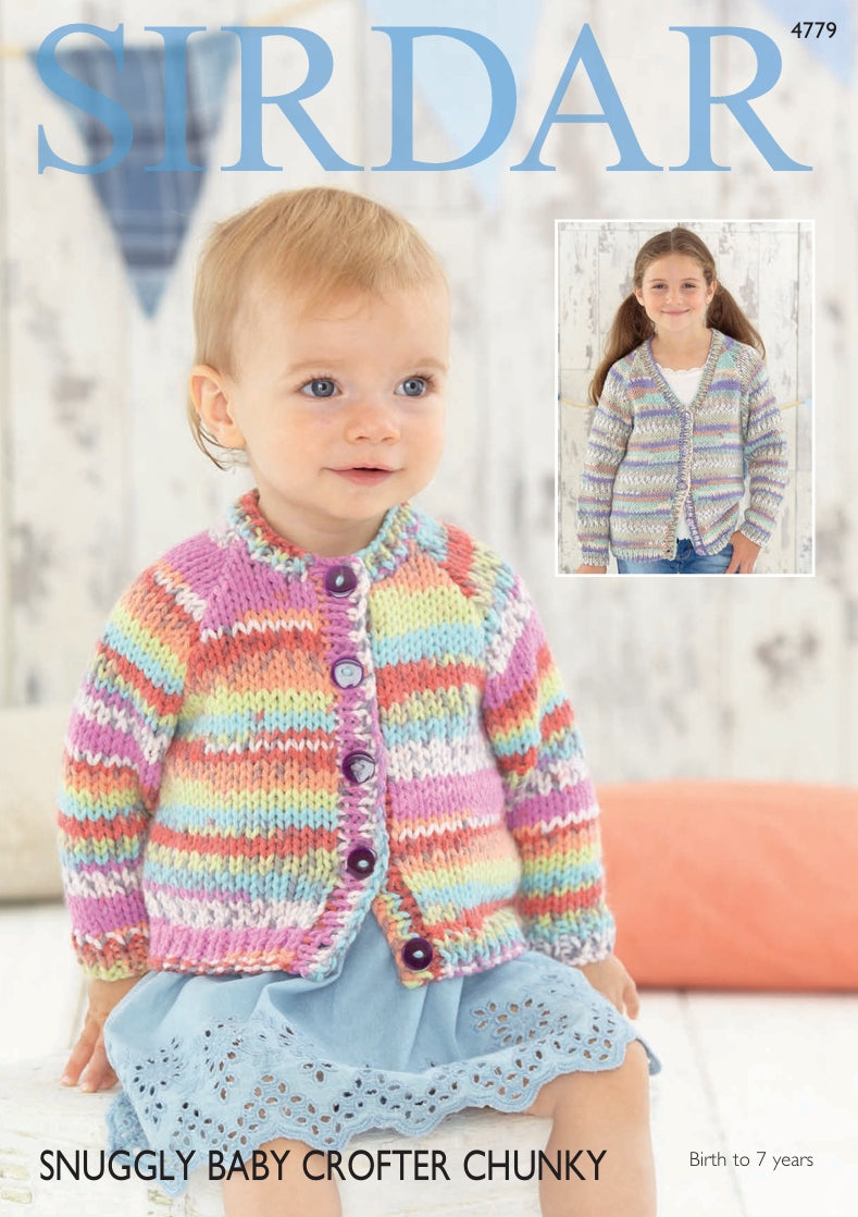 Sirdar Girls Cardigans Knitting Pattern in Sirdar Snuggly Baby Crofter Chunky 4779P PDF DOWNLOAD