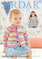 Sirdar Girls Cardigans Knitting Pattern in Sirdar Snuggly Baby Crofter Chunky 4779P PDF DOWNLOAD