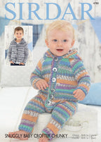 Sirdar Hooded Onesie and Hooded Jacket Knitting Pattern in Sirdar Snuggly Baby Crofter Chunky 4780P PDF DOWNLOAD