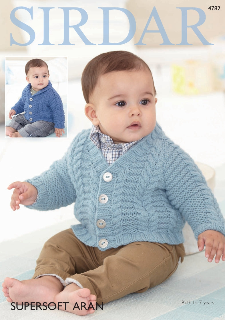 Sirdar Boys Cardigans Knitting Pattern in Sirdar Supersoft Aran 4782P PDF DOWNLOAD