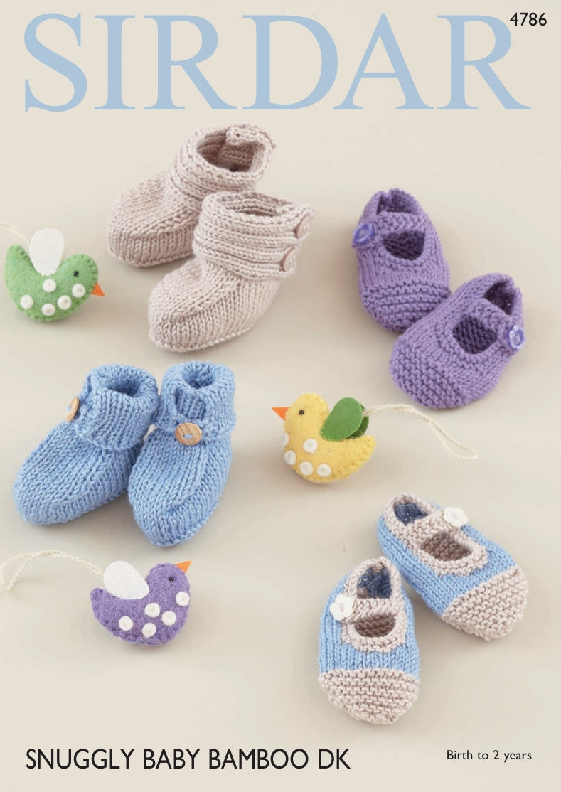 Sirdar Baby Bootees and Shoes Knitting Pattern in Snuggly Baby Bamboo DK 4786P PDF DOWNLOAD