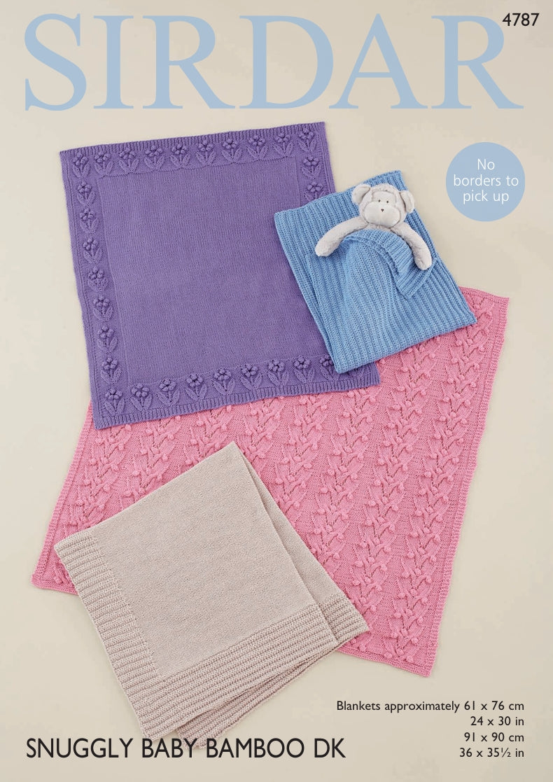 Sirdar Blankets Knitting Pattern in Snuggly Baby Bamboo DK 4787P PDF DOWNLOAD