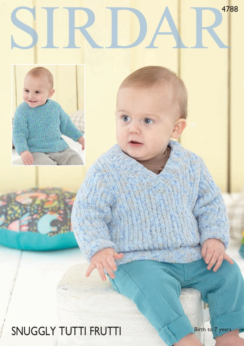 Sirdar Sweaters Knitting Pattern in Snuggly Tutti Frutti 4788P PDF DOWNLOAD