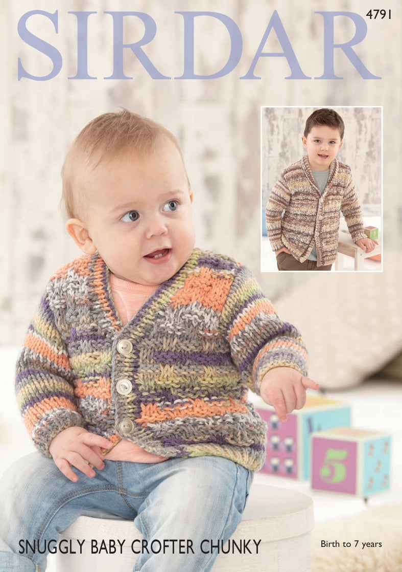 Sirdar Cardigans Knitting Pattern in Snuggly Baby Crofter Chunky 4791P PDF DOWNLOAD