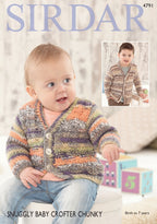 Sirdar Cardigans Knitting Pattern in Snuggly Baby Crofter Chunky 4791P PDF DOWNLOAD