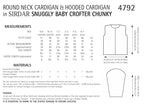 Sirdar Round Neck Cardigan and Hooded Cardigan Knitting Pattern in Snuggly Baby Crofter Chunky 4792P PDF DOWNLOAD