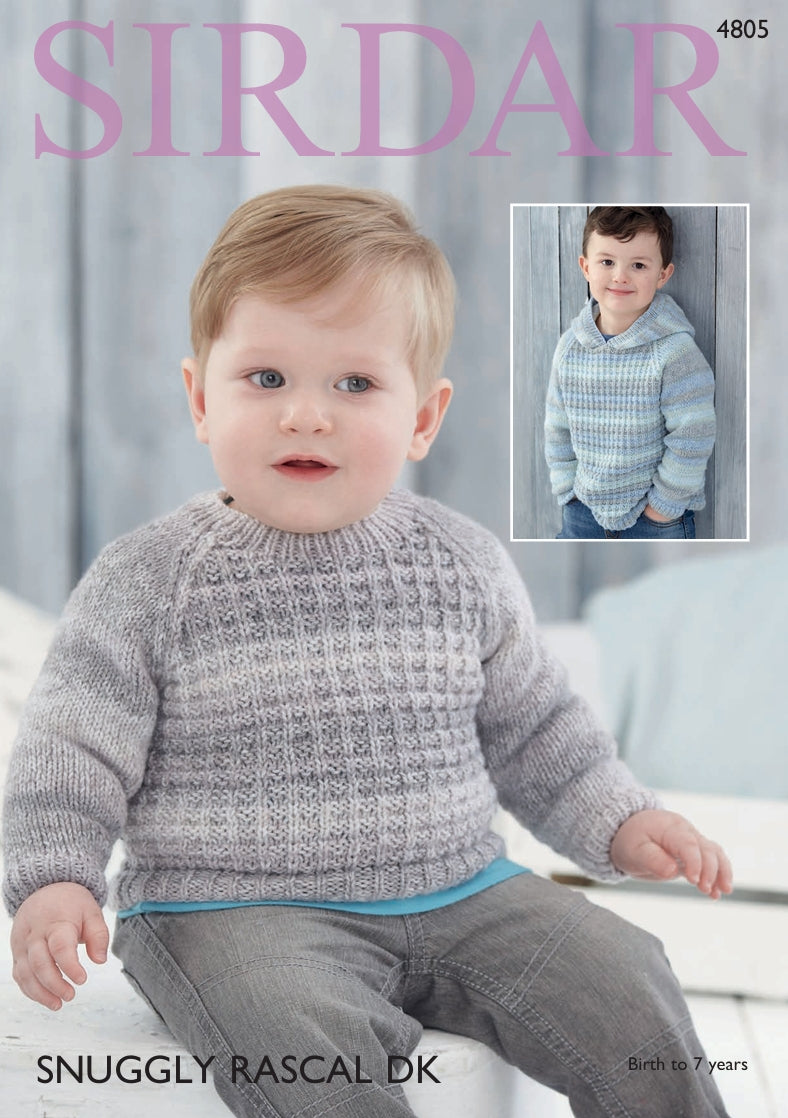 Sirdar Boys Sweaters Knitting Pattern in Snuggly Rascal DK 4805P PDF DOWNLOAD