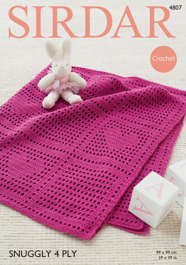 Sirdar Blanket Crochet Pattern in Snuggly 4ply 4807P PDF DOWNLOAD