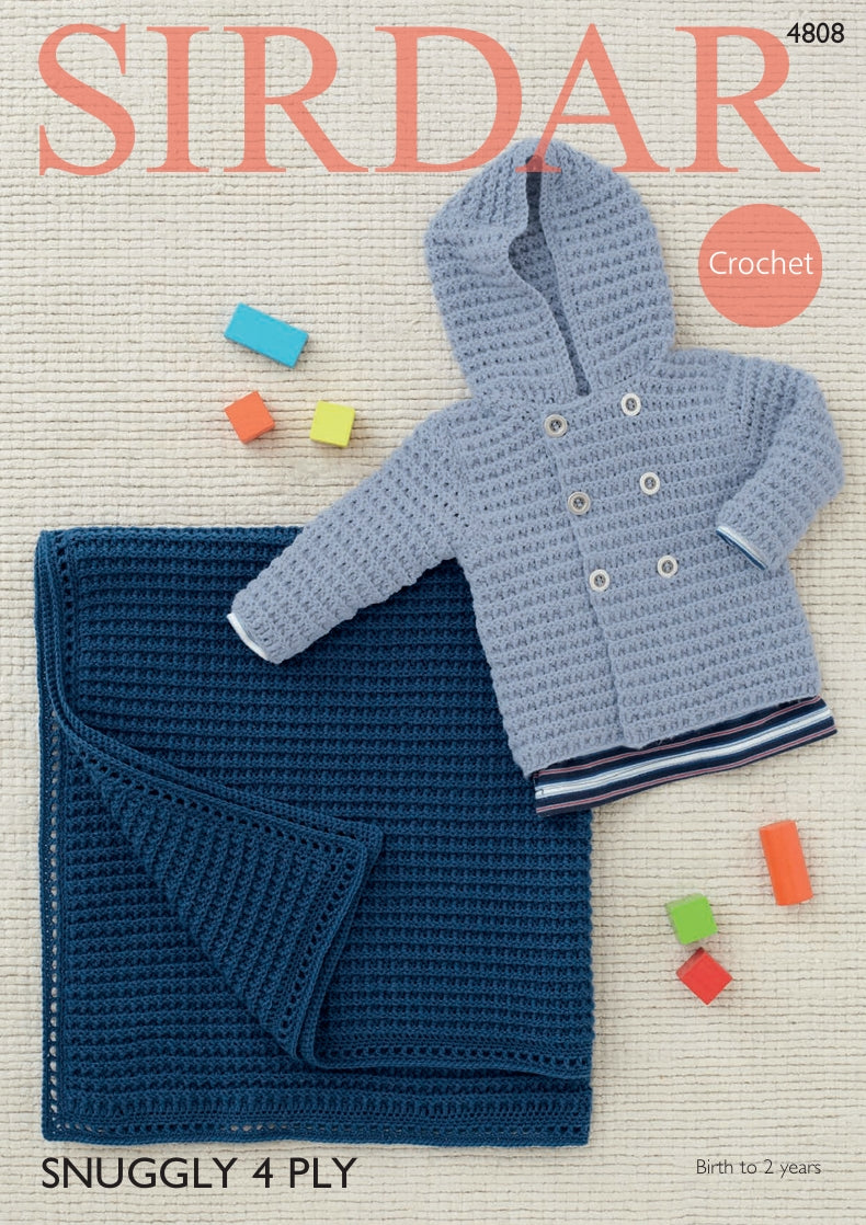 Sirdar Boys Jacket and Blanket Crochet Pattern in Snuggly 4ply 4808P PDF DOWNLOAD