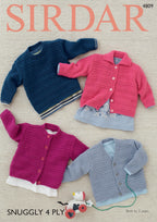 Sirdar Baby Cardigans and Sweater Knitting Pattern in Snuggly 4ply 4809P PDF DOWNLOAD
