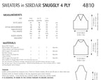 Sirdar Sweaters Knitting Pattern in Snuggly 4ply 4810P PDF DOWNLOAD