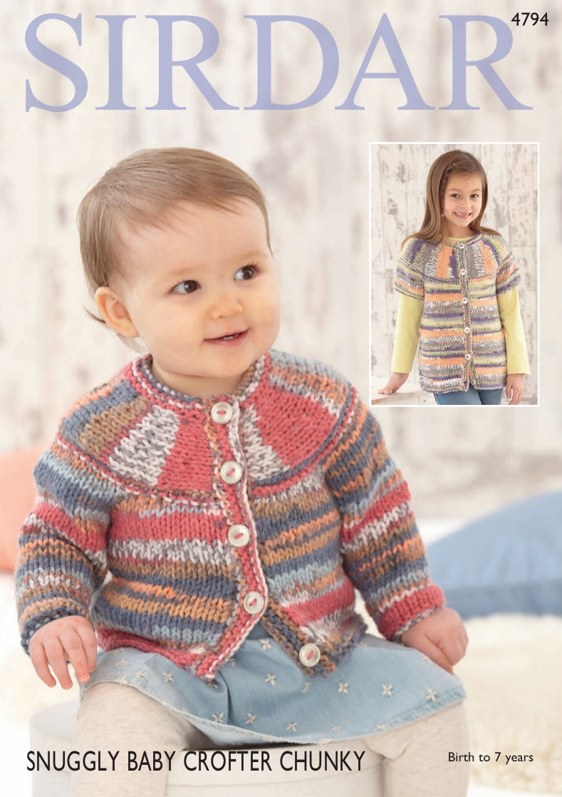 Sirdar Cardigans Knitting Pattern in Snuggly Baby Crofter Chunky 4794P PDF DOWNLOAD