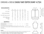 Sirdar Cardigans Knitting Pattern in Snuggly Baby Crofter Chunky 4794P PDF DOWNLOAD