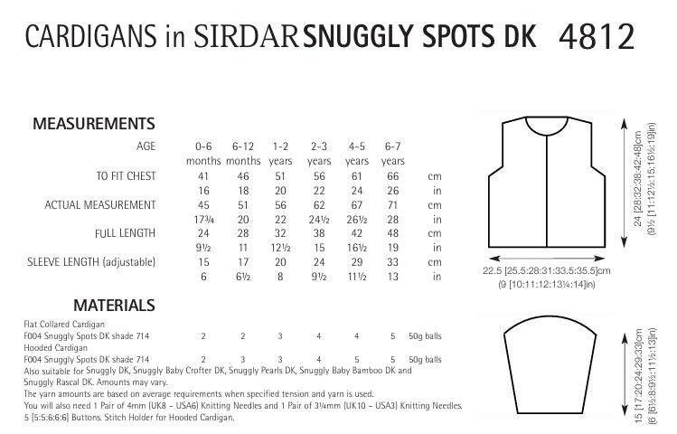 Sirdar Cardigans Knitting Pattern in Sirdar Snuggly Spots DK 4812P PDF DOWNLOAD
