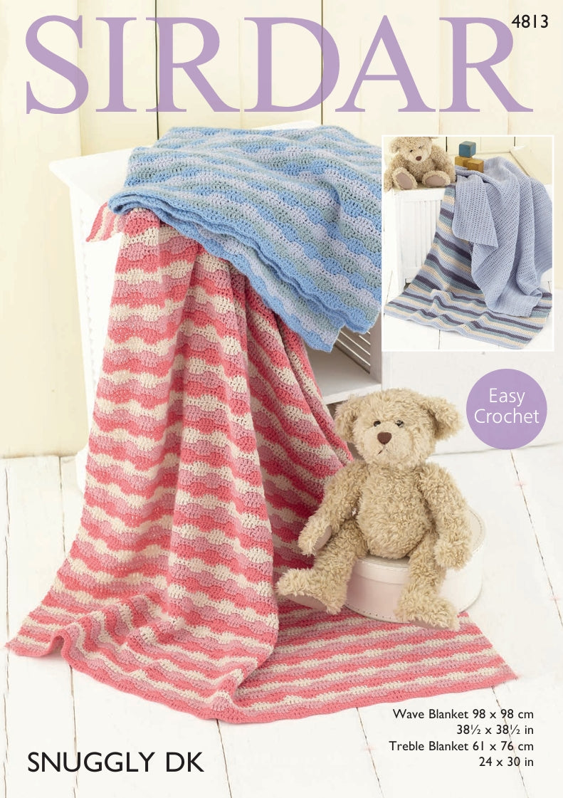 Sirdar Blankets Crochet Pattern in Sirdar Snuggly DK 4813P PDF DOWNLOAD