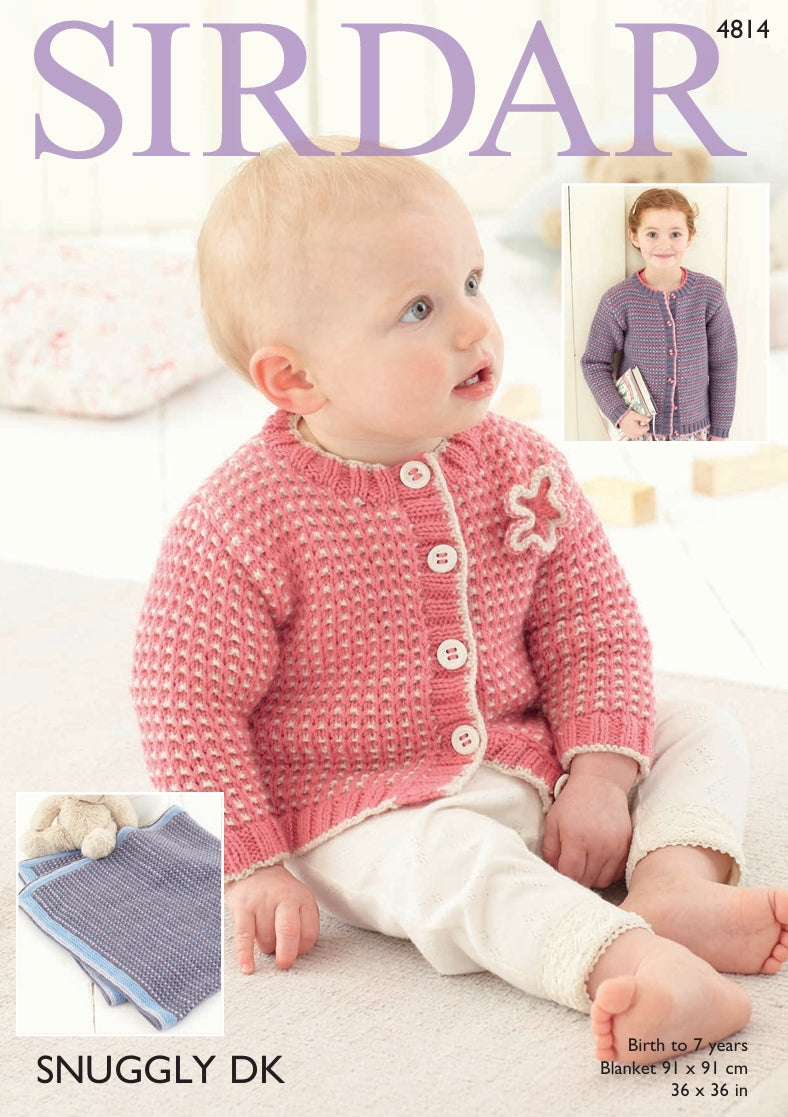 Sirdar Cardigans and Blanket Knitting Pattern in Sirdar Snuggly DK 4814P PDF DOWNLOAD