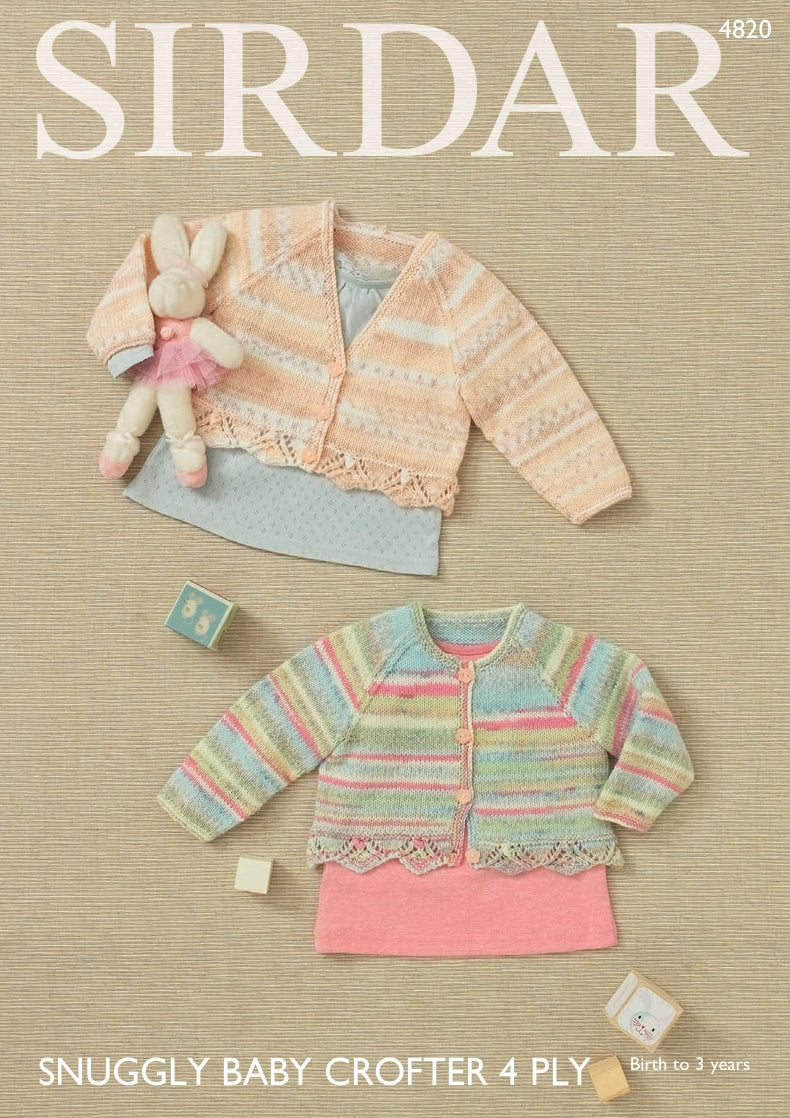 Sirdar Girls Cardigans Knitting Pattern in Sirdar Snuggly Baby Crofter 4ply 4820P PDF DOWNLOAD