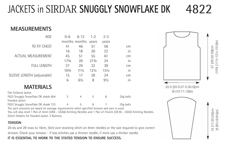 Sirdar Jackets Knitting Pattern in Sirdar Snowflake DK 4822P PDF DOWNLOAD