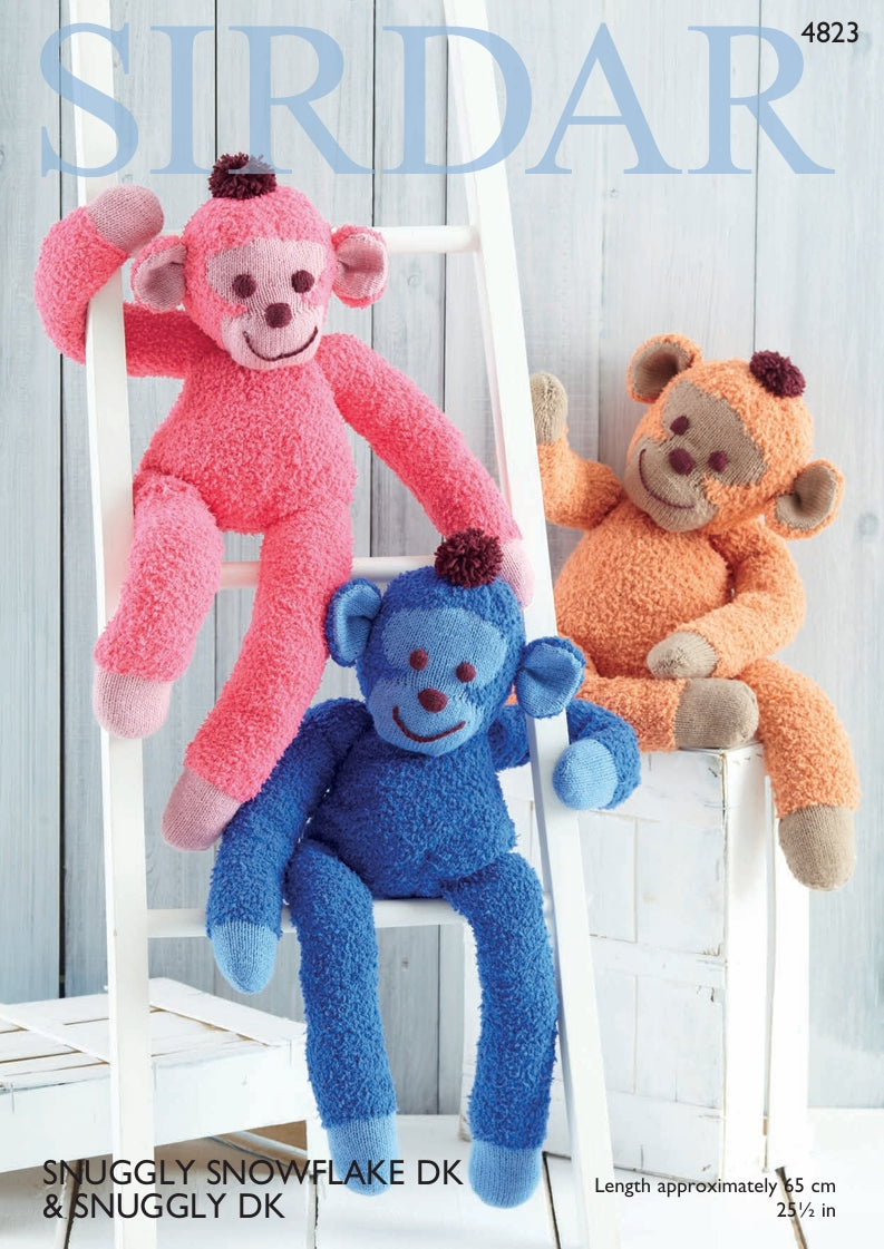 Sirdar Monkey Toy Knitting Pattern in Sirdar Snowflake DK and Snuggly DK 4823P PDF DOWNLOAD