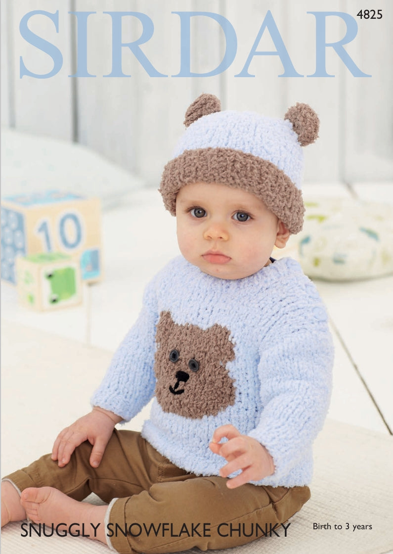 Sirdar Baby and Child Sweater and Hat Knitting Pattern in Sirdar Snowflake Chunky 4825P PDF DOWNLOAD
