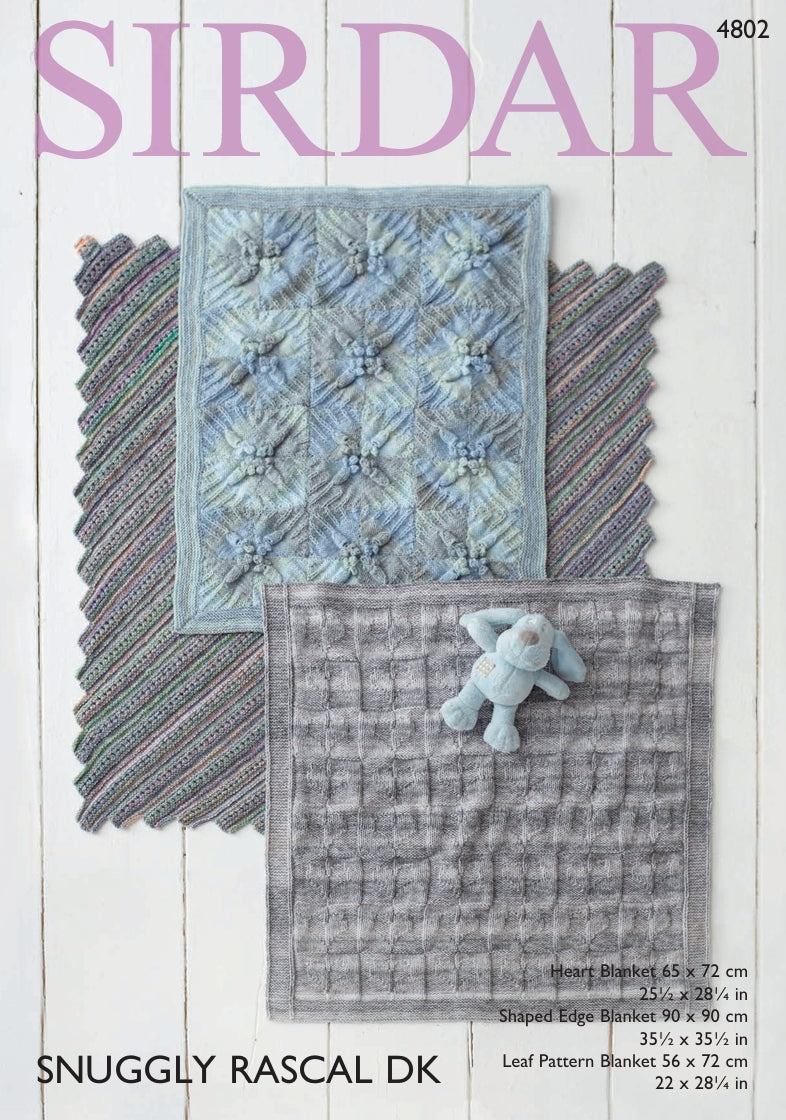 Sirdar Blankets Knitting Pattern in Snuggly Rascal DK 4802P PDF DOWNLOAD