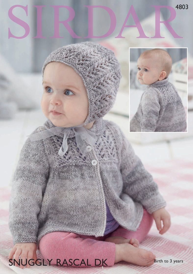Sirdar Jacket and Bonnet Knitting Pattern in Snuggly Rascal DK 4803P PDF DOWNLOAD
