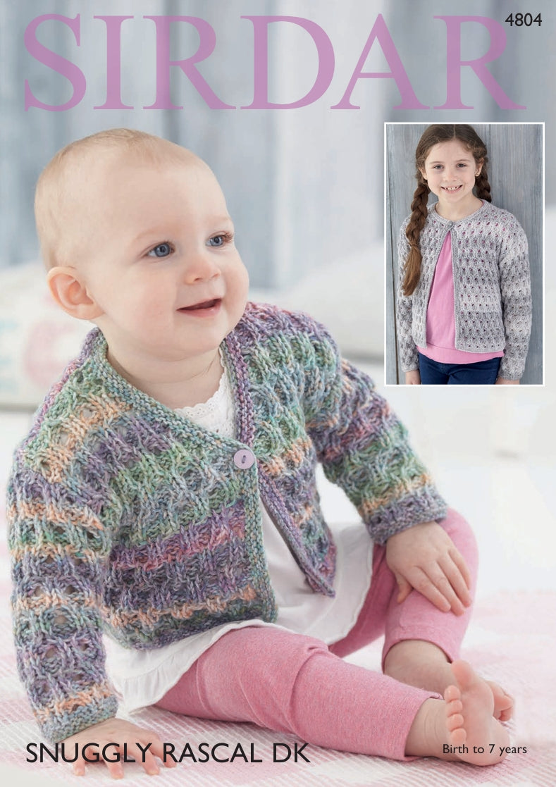 Sirdar Cardigans Knitting Pattern in Snuggly Rascal DK 4804P PDF DOWNLOAD