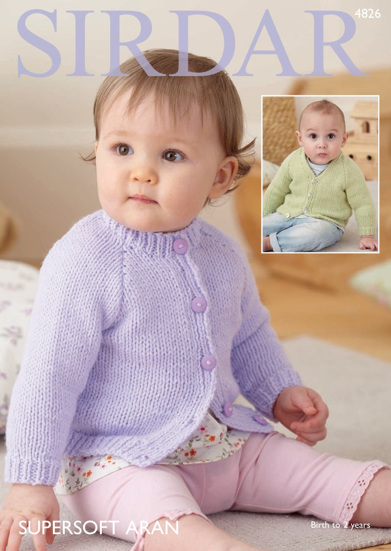 Sirdar Cardigans Knitting Pattern in Sirdar Supersoft Aran 4826P PDF DOWNLOAD