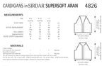 Sirdar Cardigans Knitting Pattern in Sirdar Supersoft Aran 4826P PDF DOWNLOAD