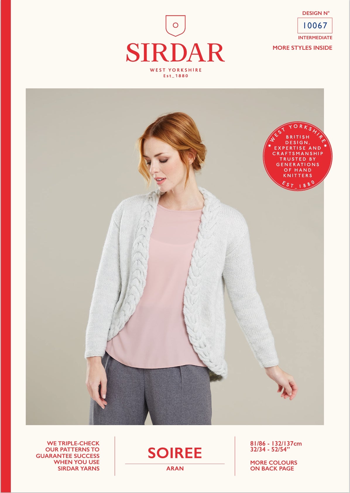 Sirdar Ladies Cable Edge Jacket Knitting Pattern in Aran 10067P PDF DOWNLOAD