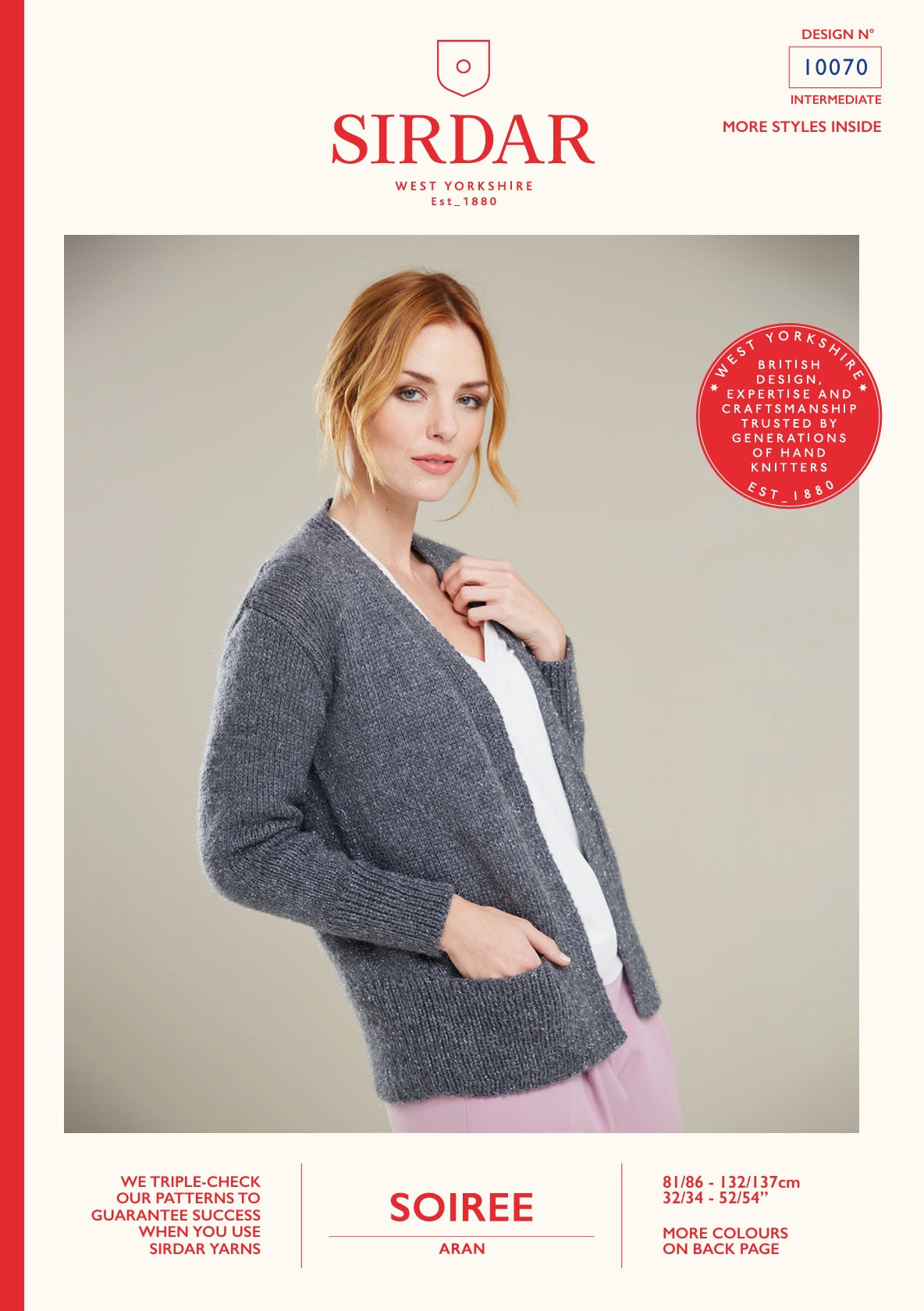 Sirdar V-Neck Jacket Knitting Pattern in Aran 10070P PDF DOWNLOAD