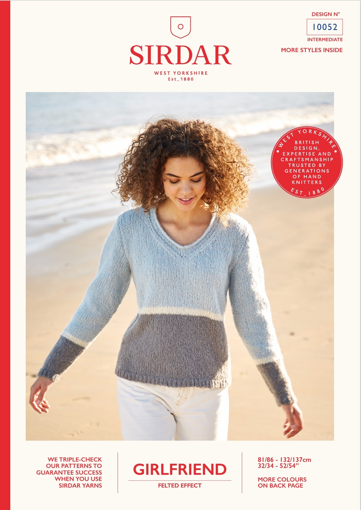 Sirdar Three-Colour Sweater Knitting Pattern in Chunky 10052P PDF DOWNLOAD